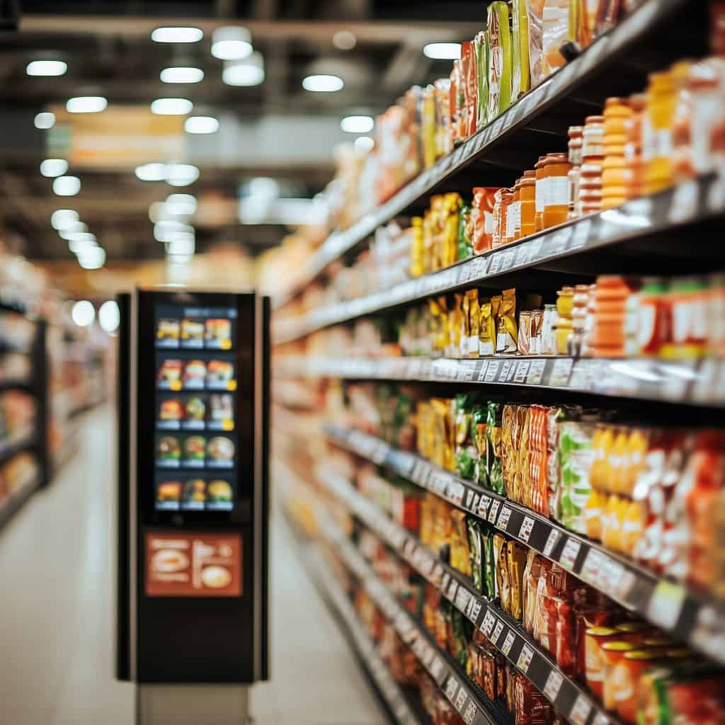 Grocery shelf in price promotions