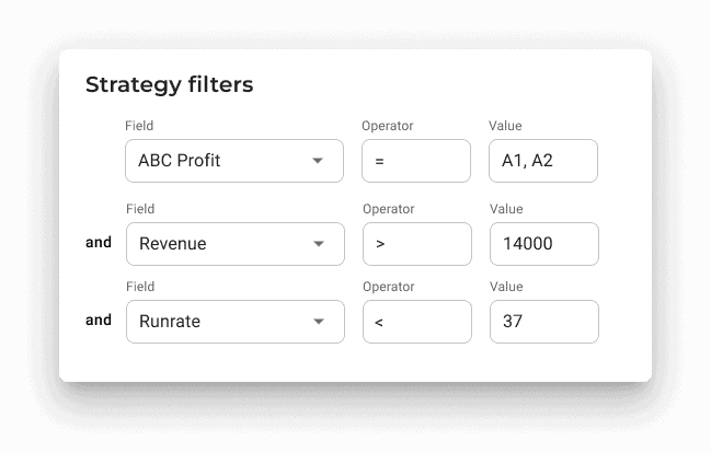 Pricing automation strategy filters