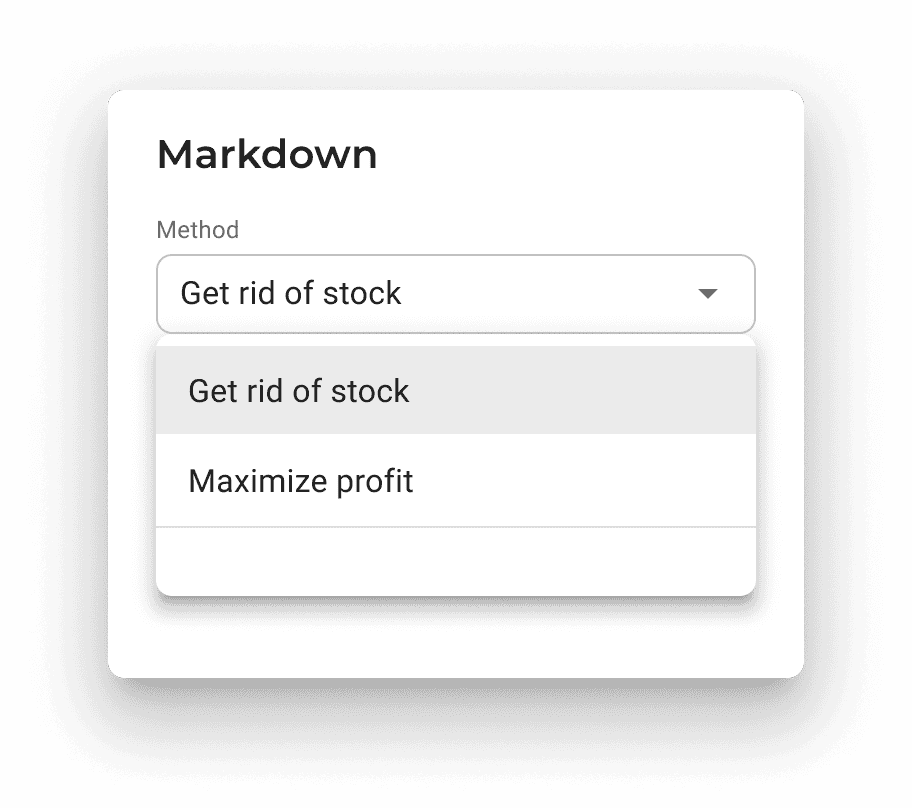 Markdown pricing settings